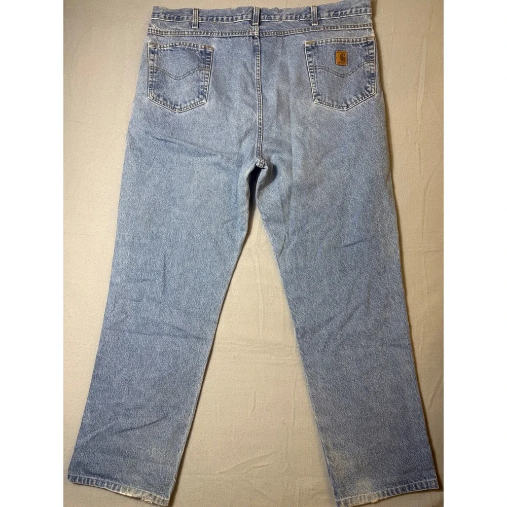 Carhartt Relaxed Fit Tapered Leg Mens Jeans 42x32 Blue Good Denim B17 DST
